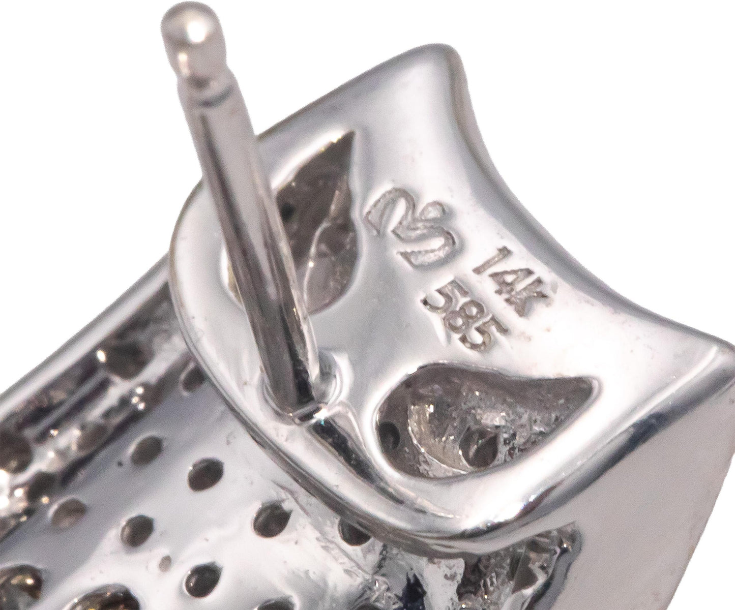 14k White Gold 0.85CT White Brown Black Diamond Cluster Curved Earrings