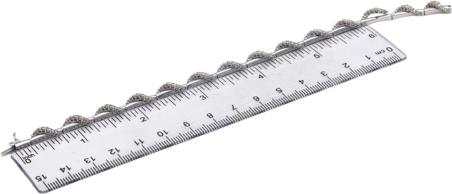 14k White Gold 2.0CT Round Cut Diamond Fancy Formal Tennis Bracelet