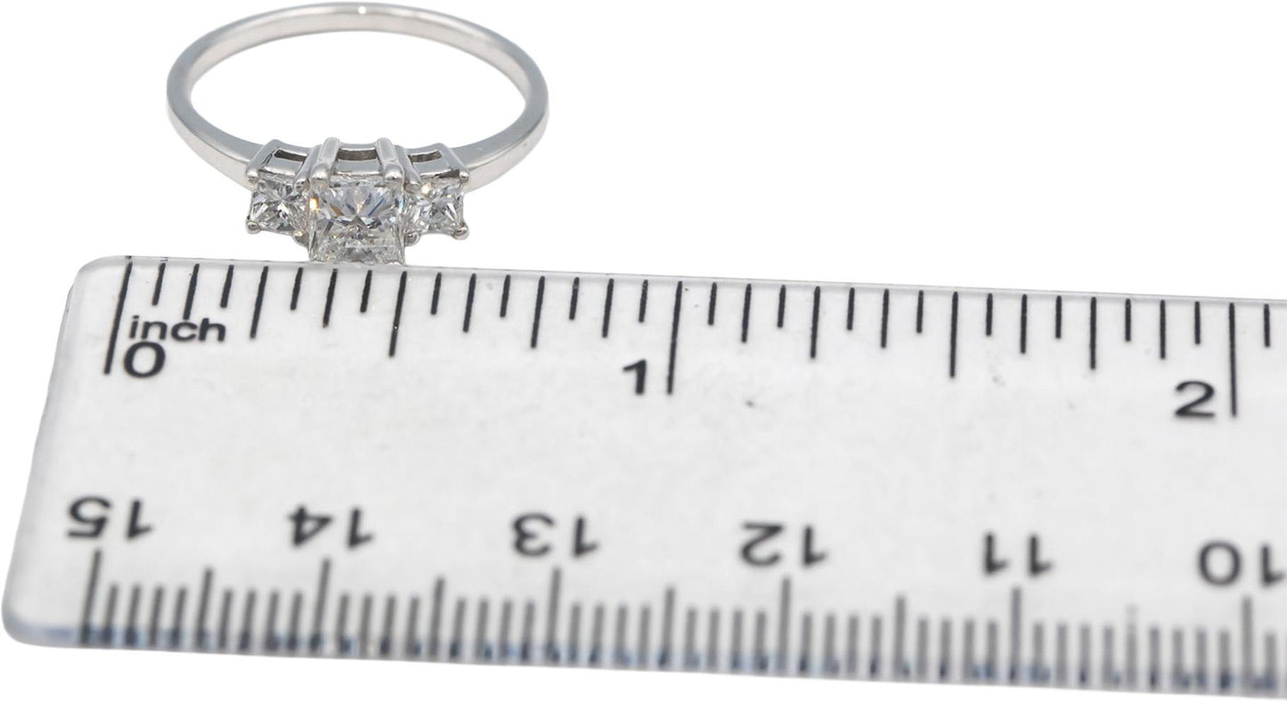 18k White Gold 0.79CT Princess Cut Diamond Three-Stone Ring Size 5.75