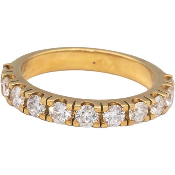 18k Yellow Gold 1.10CT VS Round Cut Diamond Semi-Eternity Band Ring Size 7.25