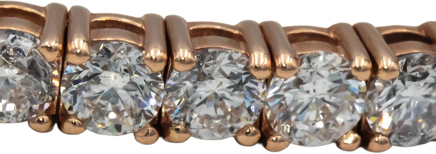 Diamond Round Cut 14k Rose Gold Semi-Flexible Bangle Bracelet 4.82CT