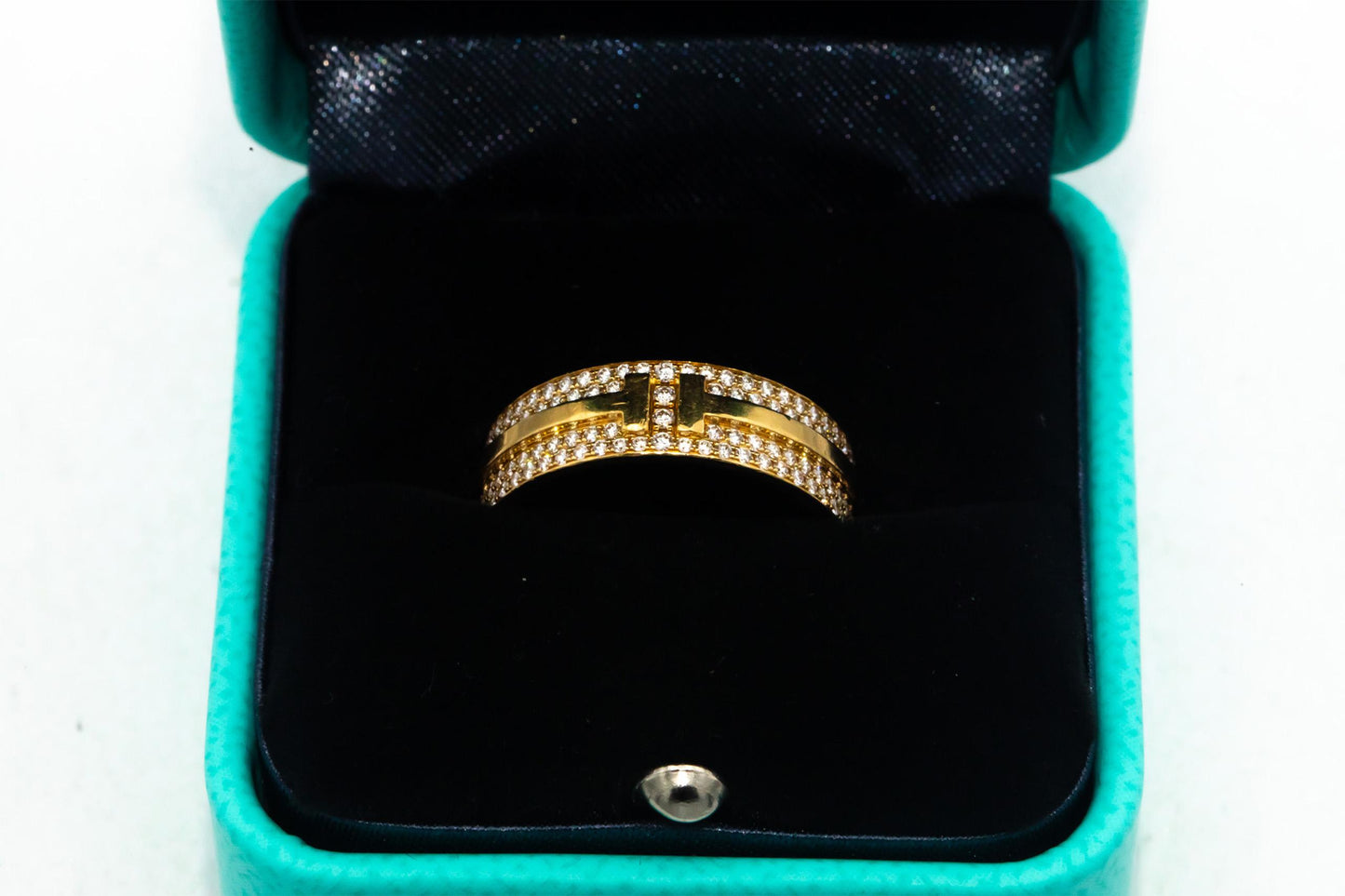 TIFFANY & CO. 18k Gold 0.57CT Diamond T Wide Pave Ring Size 6 w/ Box $10,500