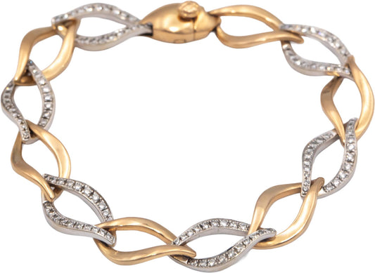 18k Yellow & White Gold Jewelry Round Diamond Fancy Link Bracelet 1.25CT