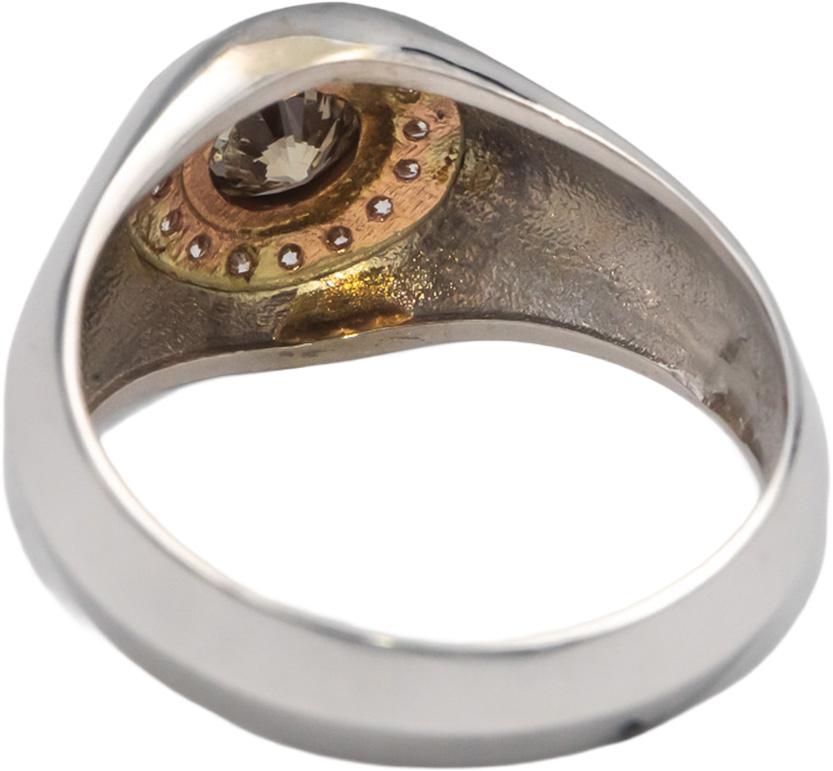 14k Rose and White Gold 0.65CT Round Cut Diamond Ring w/ 0.50CT Center Size 8.75
