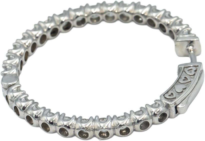 14k White Gold Round Diamond Inside Out Circle Hoop Earrings 5.35CT