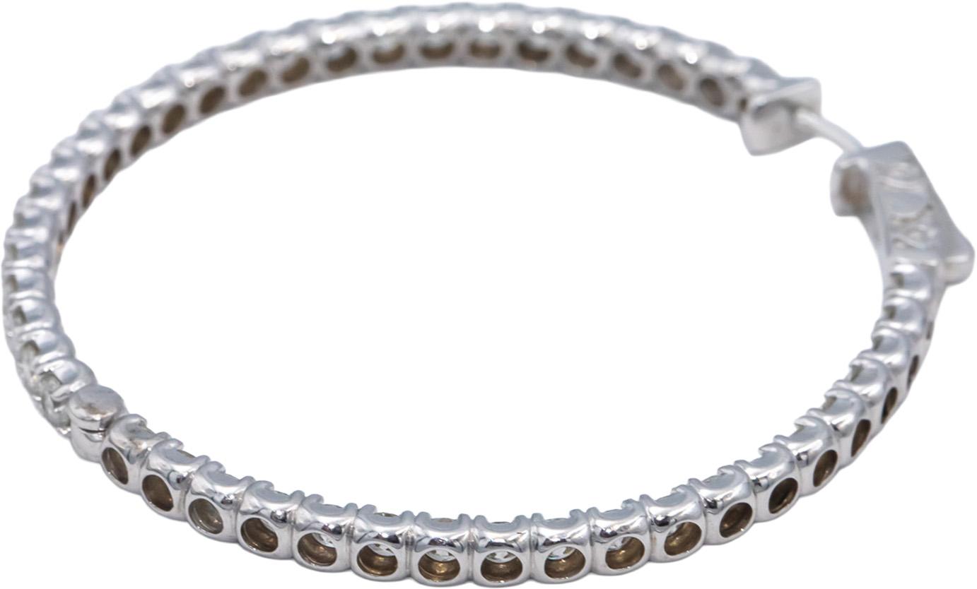 18k White Gold VS Round Diamond Inside Out Circle Hoop Earrings 7.05CT
