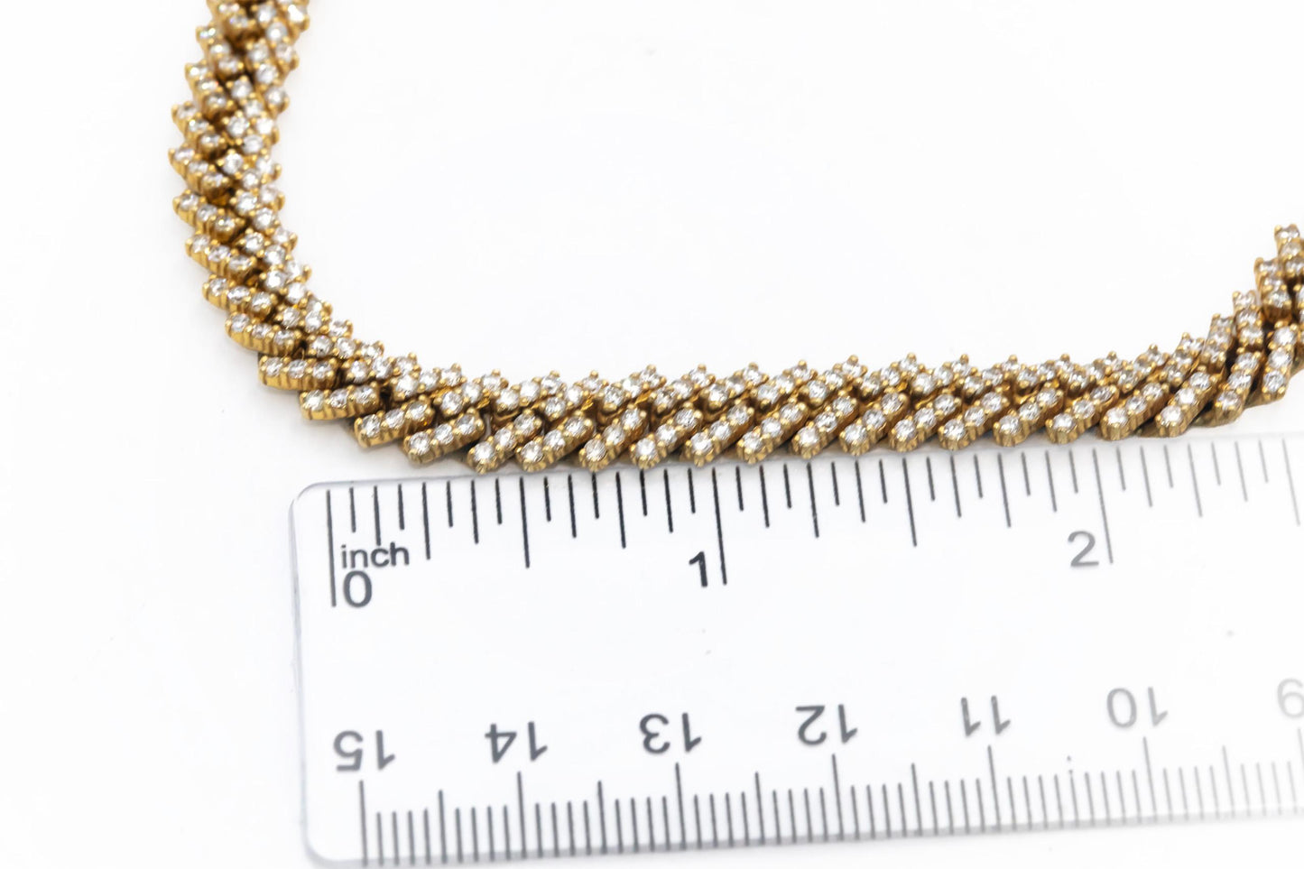 14k Yellow Gold Round Diamond Iced Out Cuban Choker Necklace Chain 13.65CT