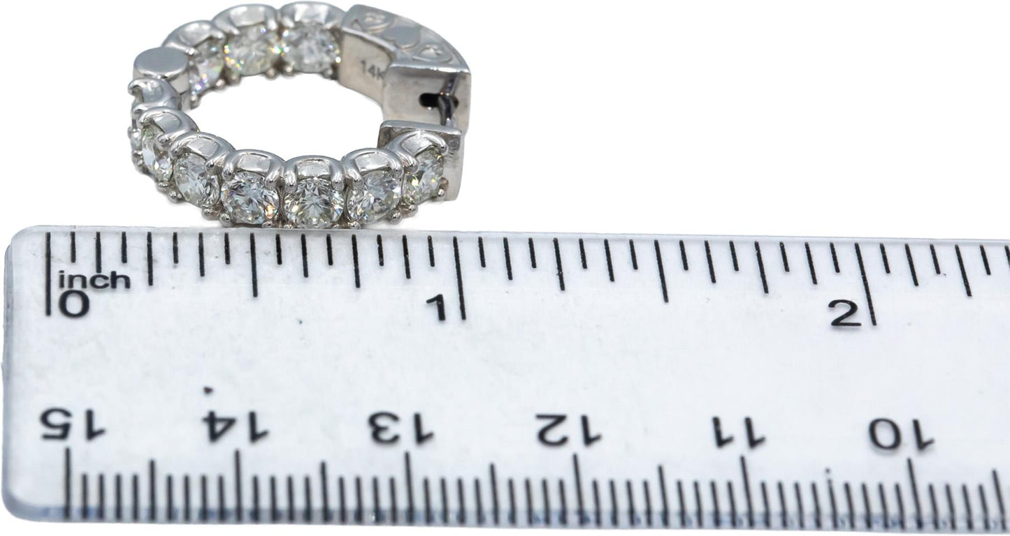 14k White Gold Jewelry VS Round Inside Out Circle Hoop Earrings 4.29CT