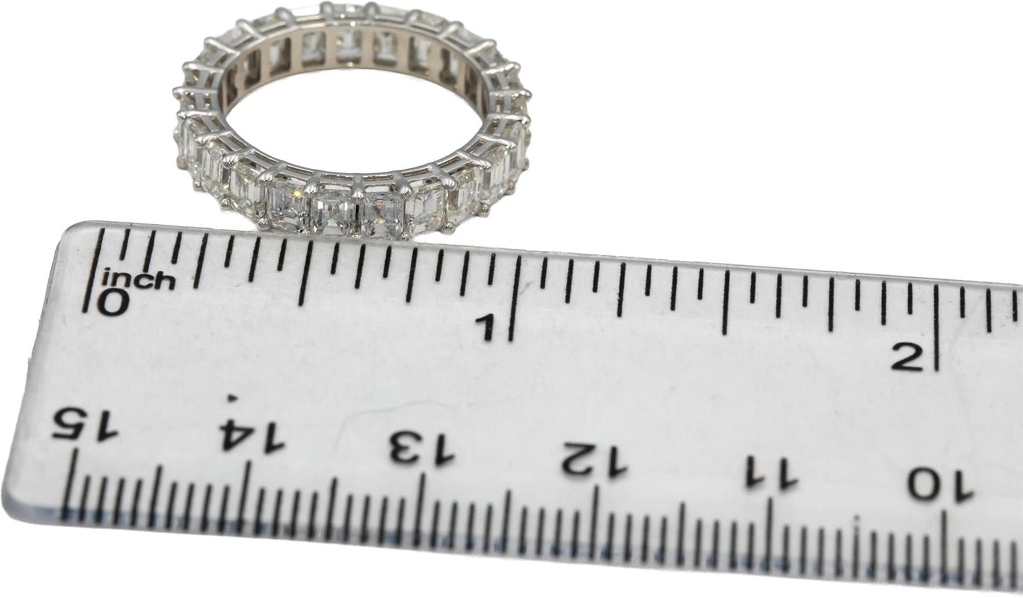 18k White Gold VS Emerald Cut Diamond Eternity Band Ring 3.67CT Size 6.25