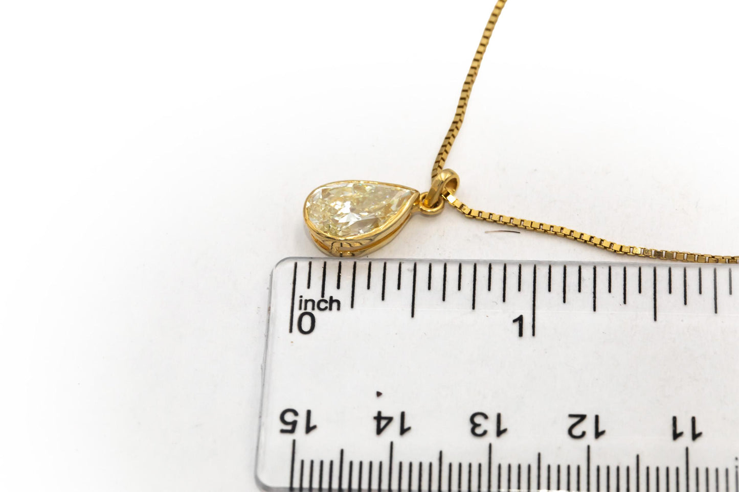GIA Certified 14k Yellow Gold N/VS2 Pear Cut Diamond Pendant Necklace 3.05CT