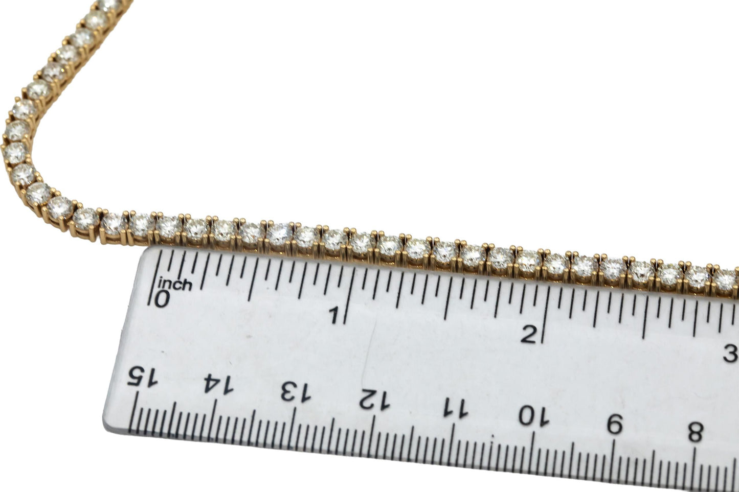 14k Yellow Gold VS Round Diamond Tennis Necklace 19.86CTW