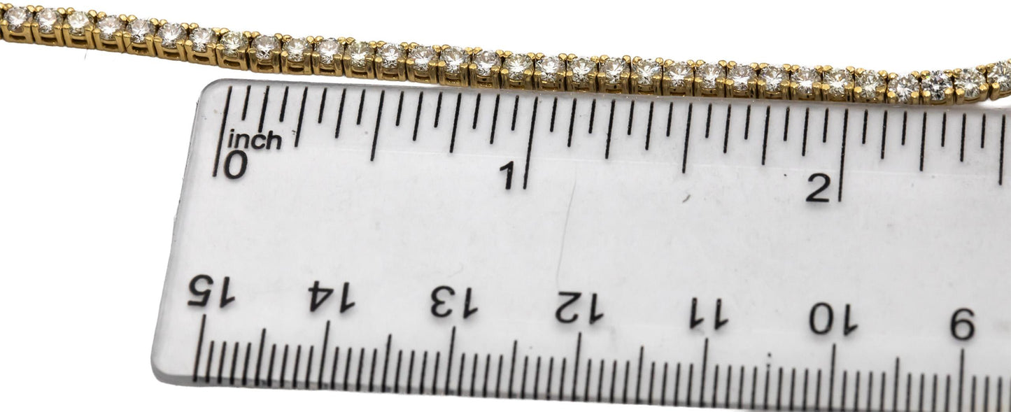 14k Yellow Gold Round Diamond Tennis Necklace 9.23CT