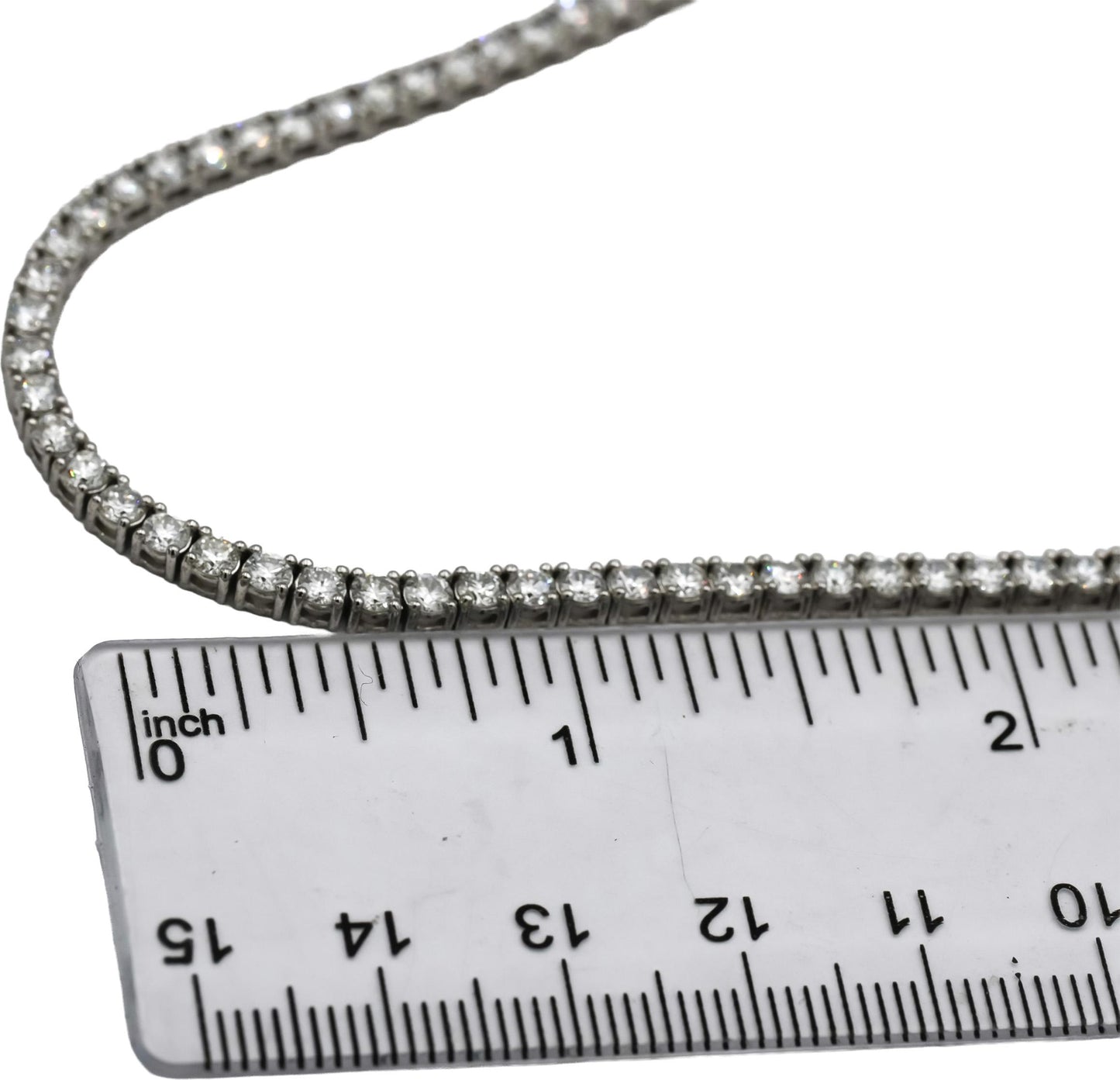 14k White Gold VS Round Lab-Grown Diamond Tennis Necklace 18.32CT