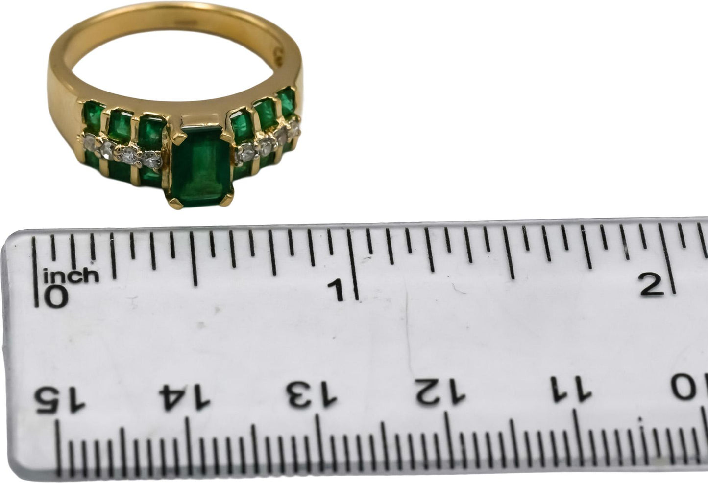 14k Yellow Gold Diamond and Emerald Cocktail Ring 1.72CT Size 8