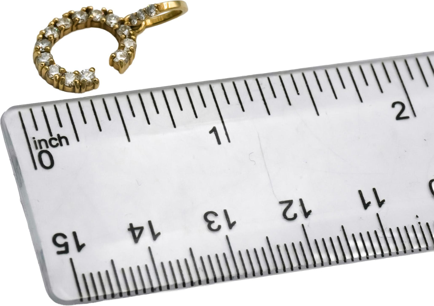 14k Yellow Gold Round Diamond Letter Initial "C" Charm Pendant 0.50CT