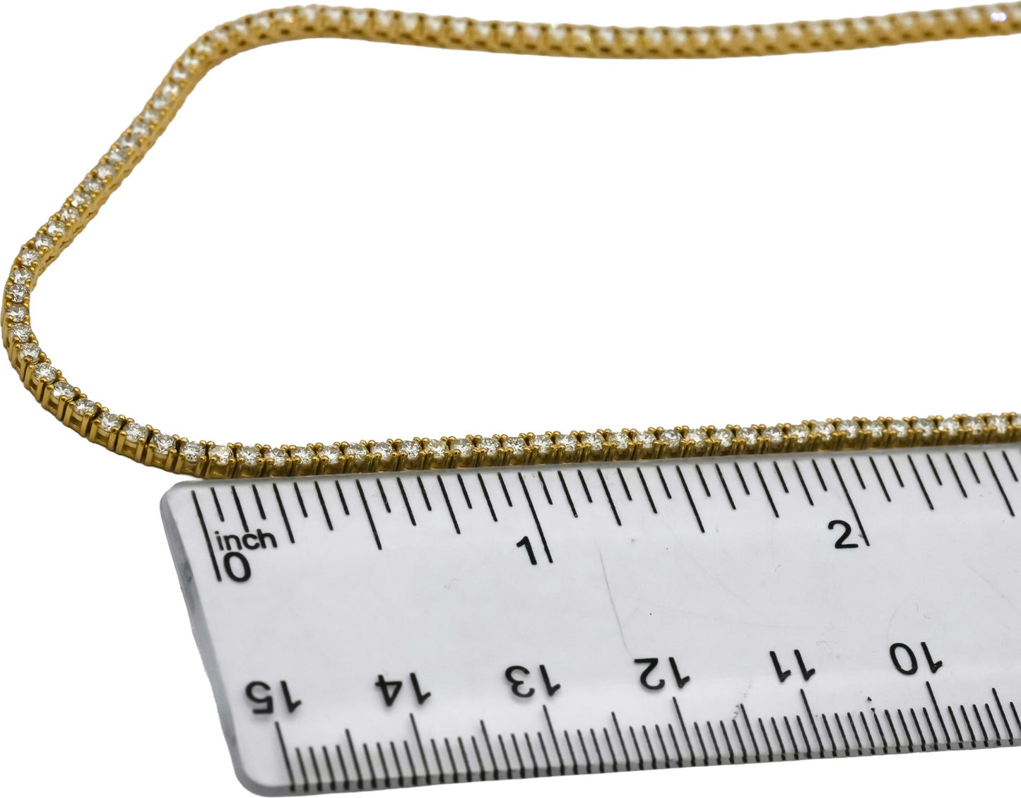 14k Yellow Gold VS Round Cut Diamond Tennis Necklace 5.43CT