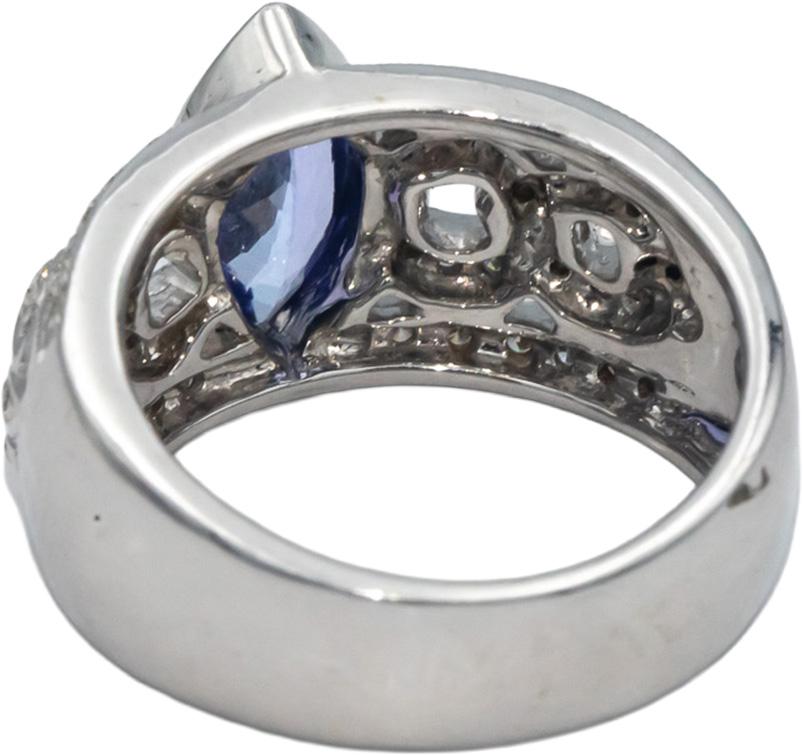 KALATI Designer 14k White Gold 1.26CT Diamond and Tanzanite Ring Size 6.75
