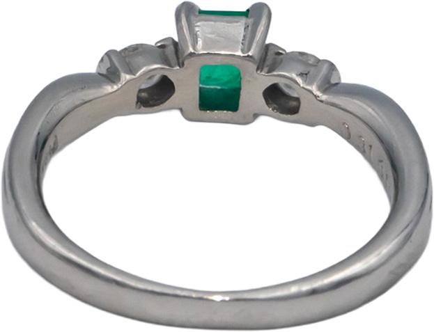 Platinum 0.47CT Diamond and Emerald Band Ring Size 6