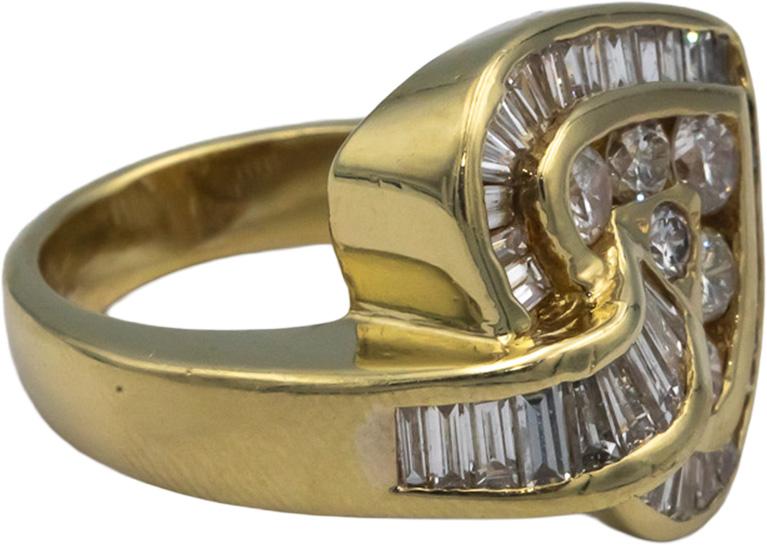 18k Yellow Gold VS Diamond Heart Cluster Cocktail Ring 2.50CT Size 6.75