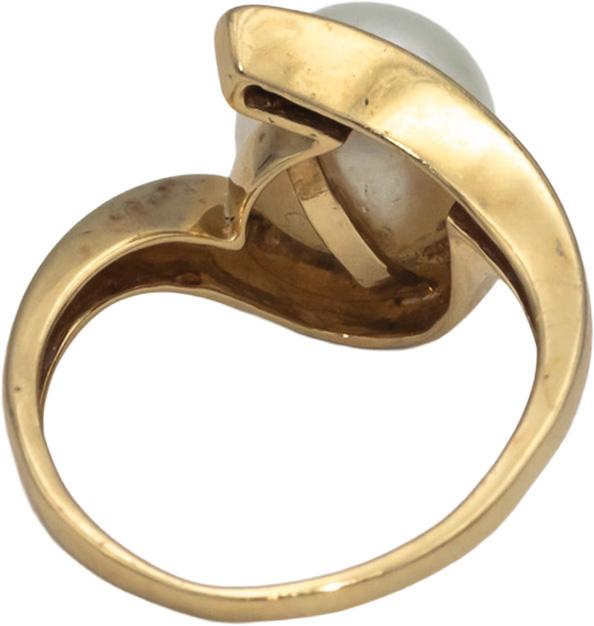 14k Yellow Gold 10mm Pearl Solitaire Ring Size 8.5