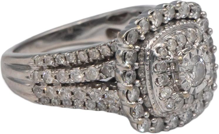 10k White Gold 1.50CT Diamond Cluster Cocktail Ring Size 6.75