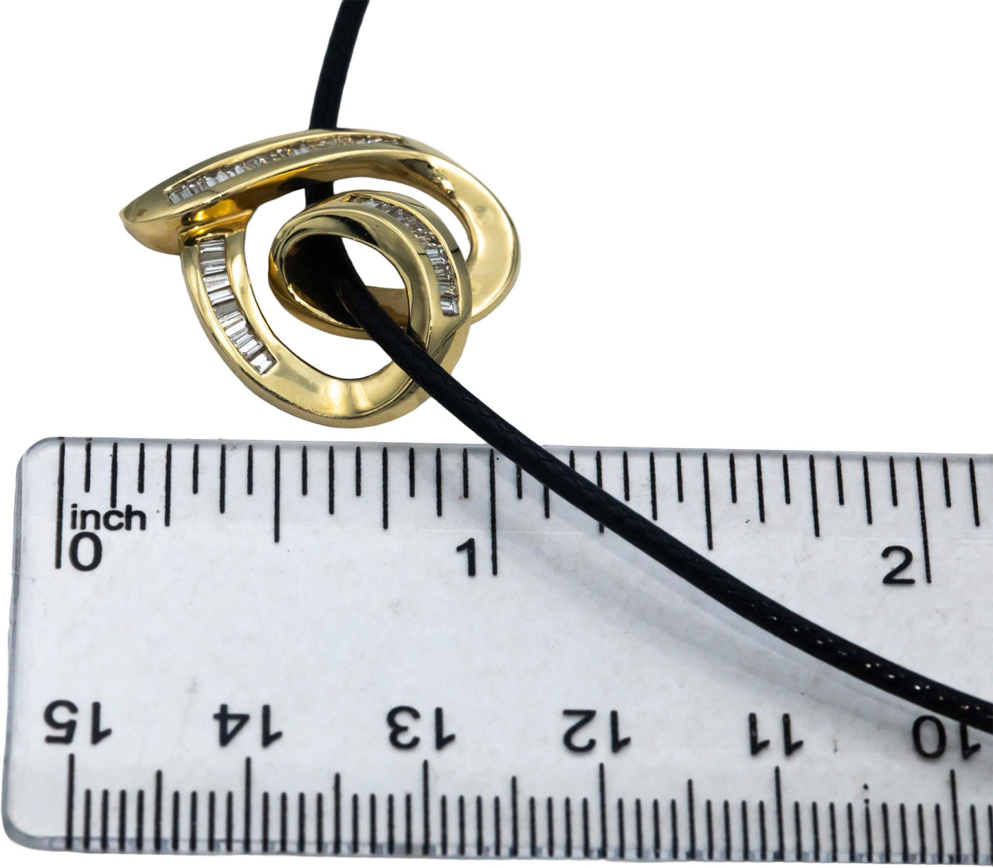 14k Yellow Gold 1.0CT VS Baguette Cut Diamond Heart Slide Pendant Necklace