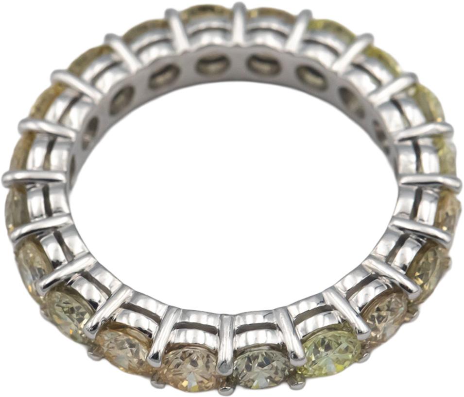 18k White Gold 3.15CT VS Light-Medium Yellow Diamond Eternity Ring Size 6