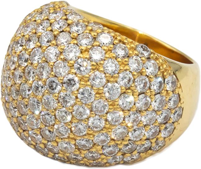 14k Yellow Gold Round Cut Lab Grown Cluster Pave Dome Ring 8.0CT Size 7.75