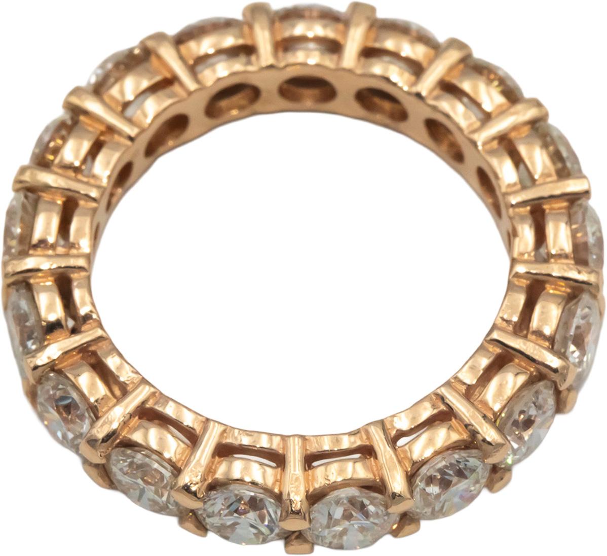 14k Rose Gold Round Cut Diamond Eternity Band Ring 4.47CT Size 5.75