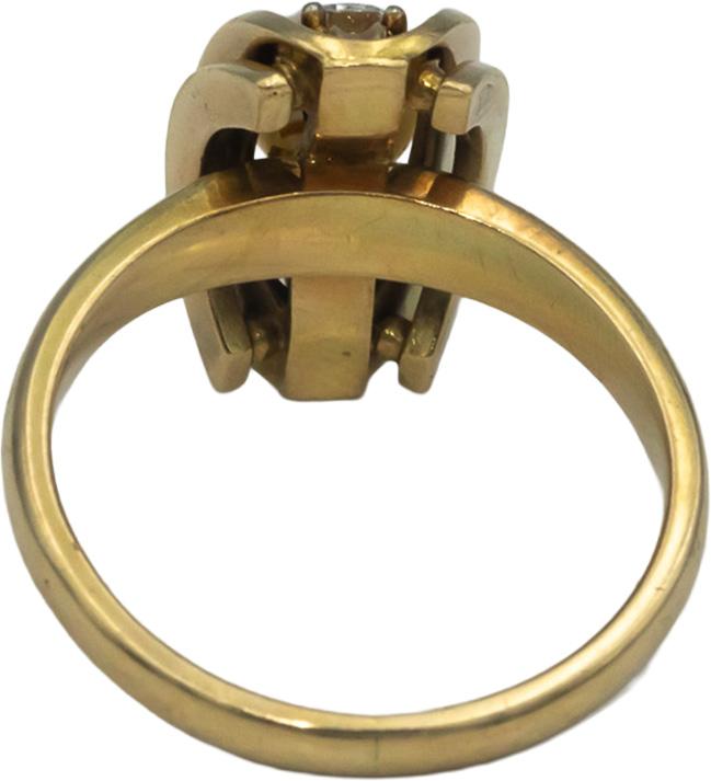 14k Yellow Gold 0.30CT VS Round Cut Diamond and 5.2mm Pearl Ring Size 7.75