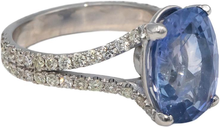 18k White Gold VS Diamond and Blue Sapphire Ring 6.91CT Size 6