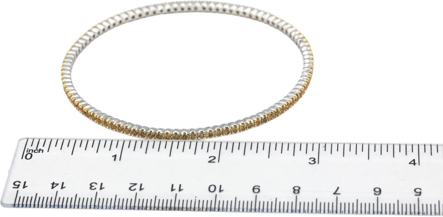 18k White Gold Jewelry Round Citrine Stackable Bangle Bracelet 3.0CT