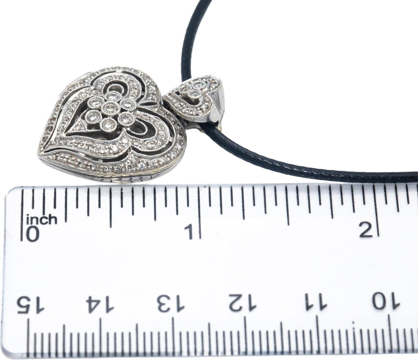 14k White Gold 0.50CT Round Cut Diamond Heart Locket Pendant Necklace