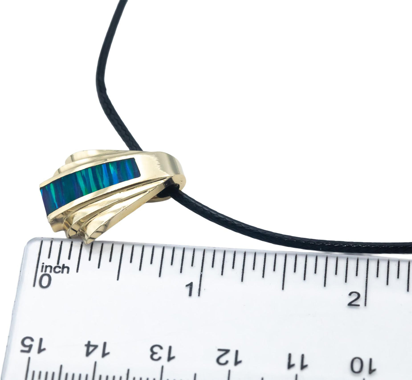 14k Yellow Gold Jewelry Painted Enamel Abstract Pendant Necklace