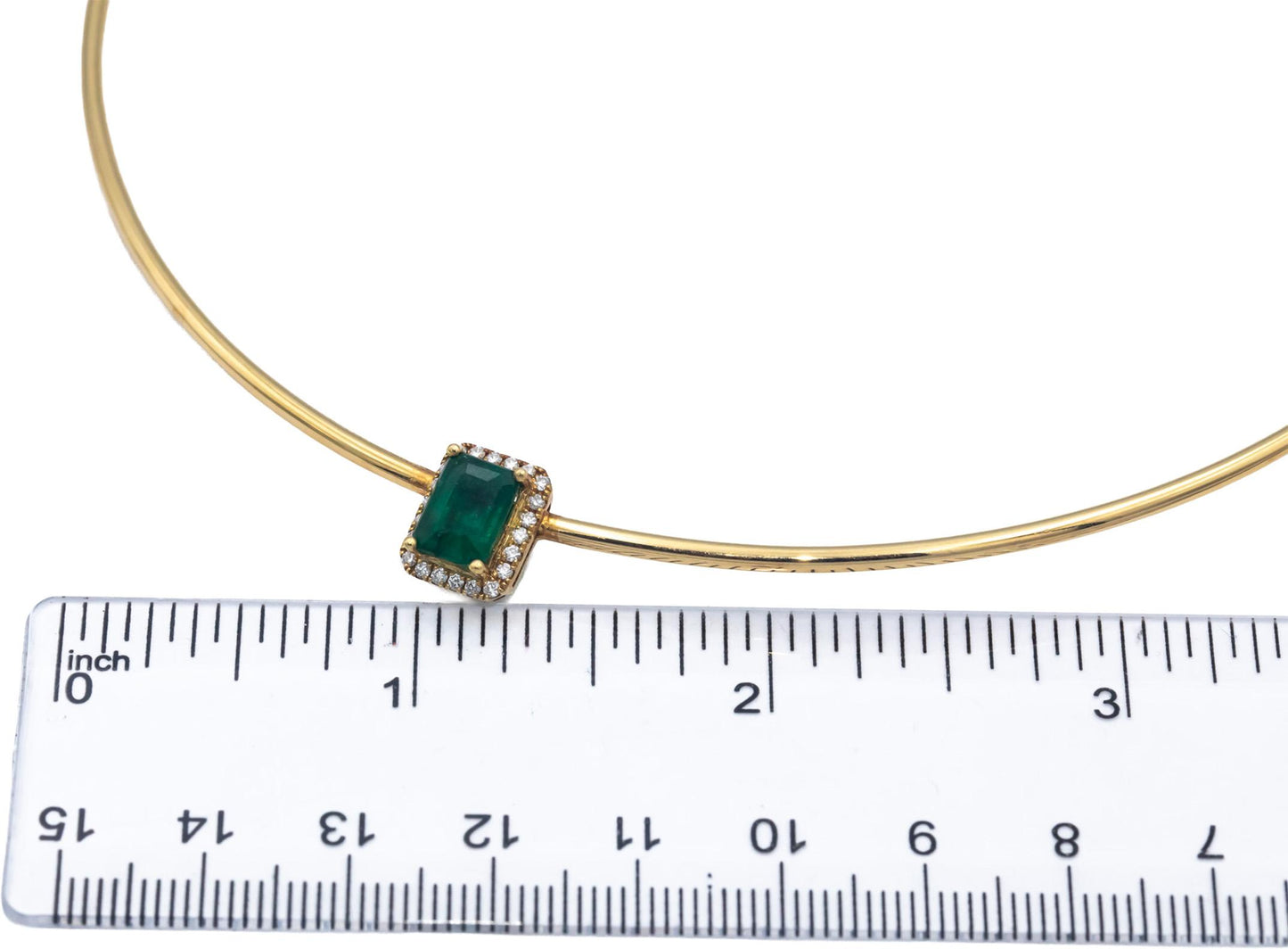 18k Yellow Gold 2.0CT VS Diamond and Emerald Choker Collar Necklace