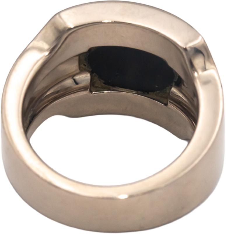 CARTIER 18k White Gold Santos-Dumont Falcon Eye Ring w/ Receipt Size 7.5 Euro 56