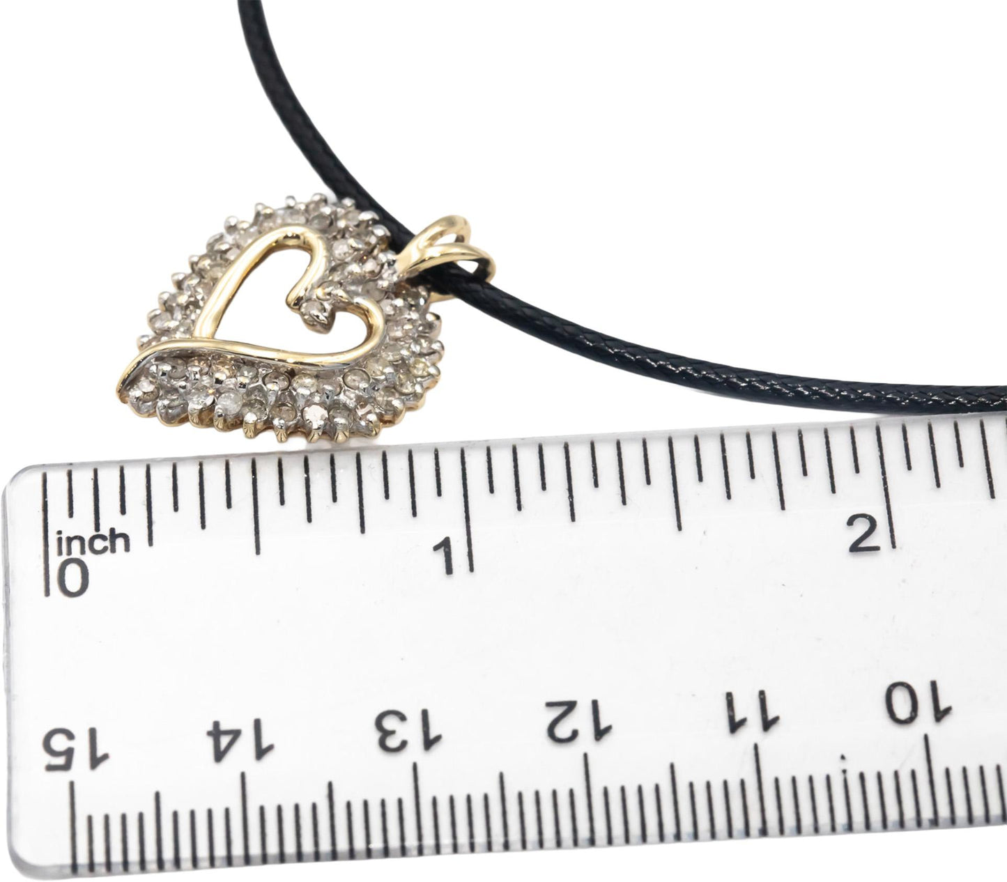 Diamond Round Cut 10k Yellow Gold Heart Pendant Necklace 0.75CT