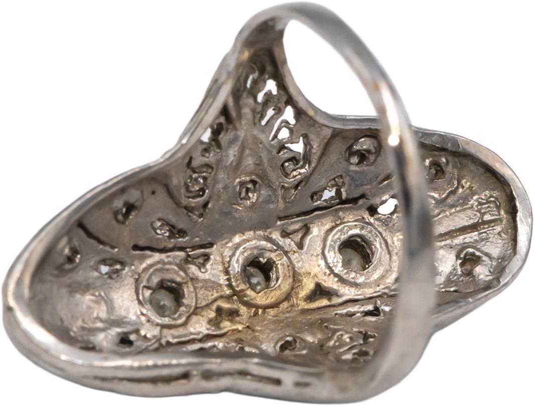Vintage Antique 14k White Gold 0.25CT VS Diamond Filigree Cocktail Ring Size 5.5