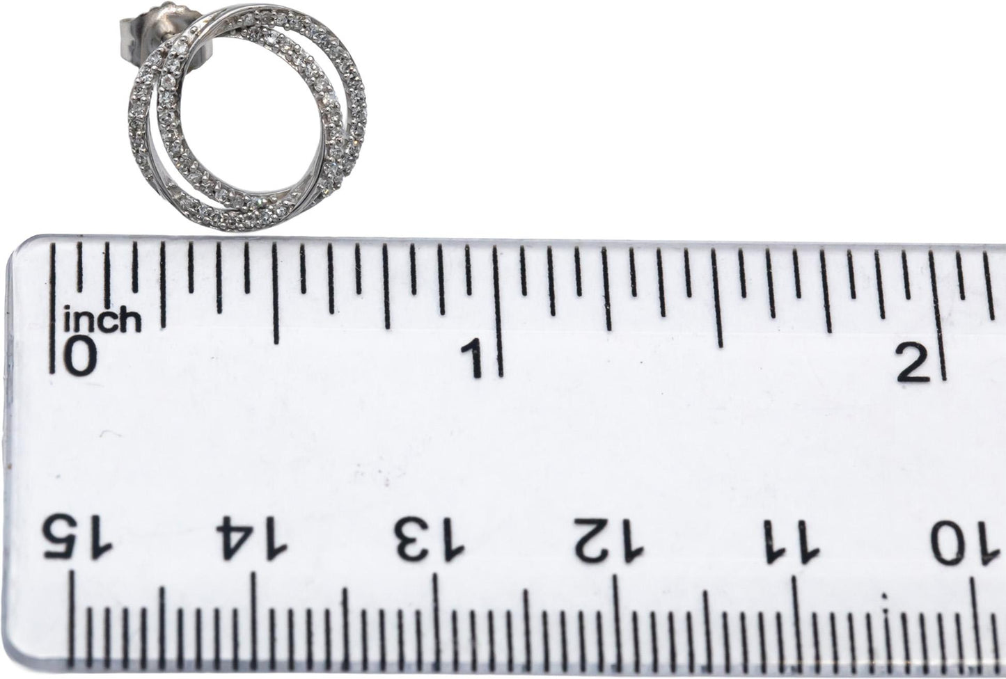 VERA WANG LOVE 10k White Gold Round Diamond Double Circle Stud Earrings 0.33CT