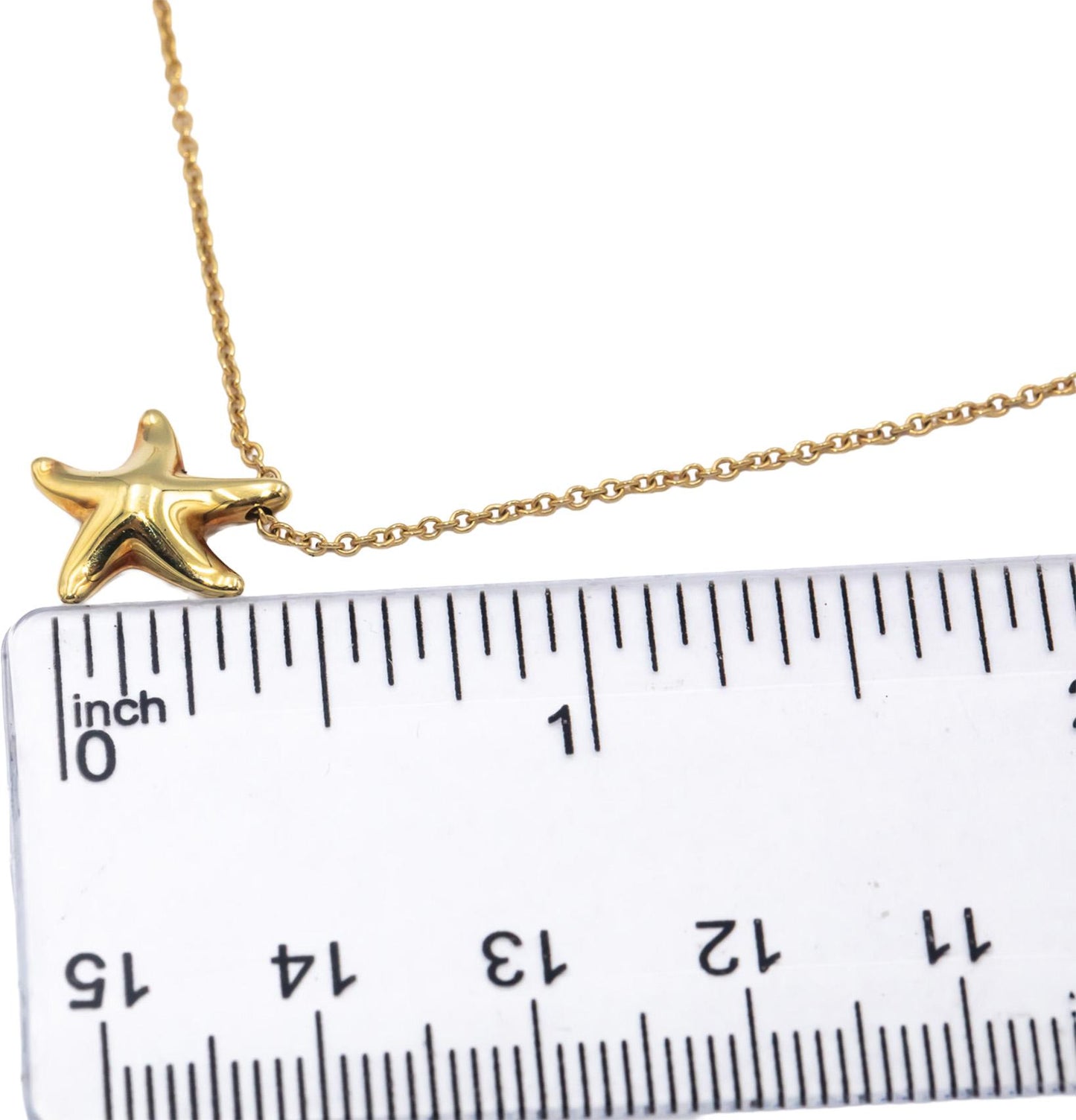 TIFFANY & CO 18k Yellow Gold Elsa Peretti Starfish Pendant Necklace $1425 Retail