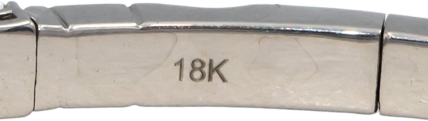 18k White Gold VS Emerald Cut Diamond Flexible Bangle Bracelet 10.19CT