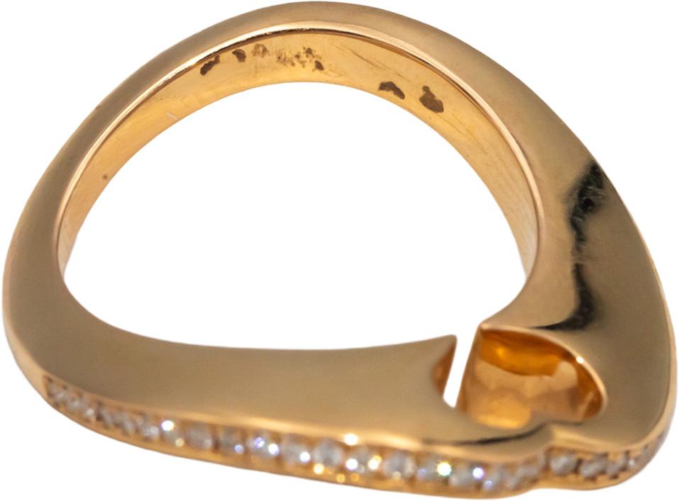 CHOPARD 18k Rose Gold Waving Heart Diamond Ring 0.18CT Size 52 w/ Papers