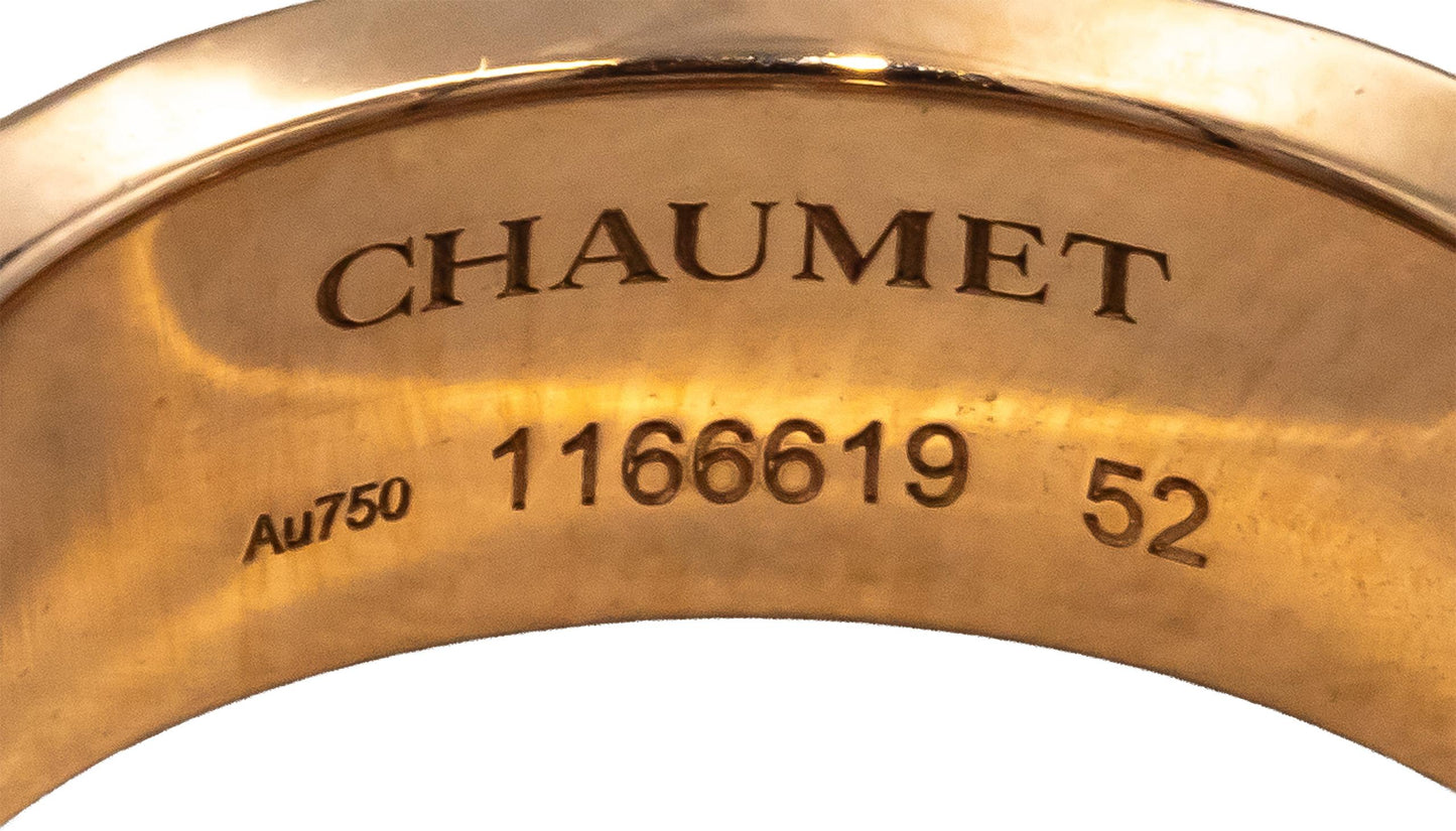 CHAUMET 18k Rose Gold VS Diamond Liens Evidence Wedding Band Ring .04CT Size 52