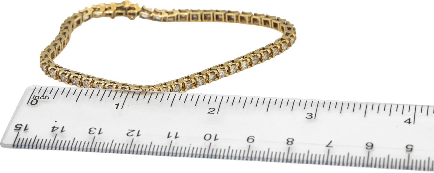 14k Yellow Gold Round Diamond Tennis Bracelet 2.50CT