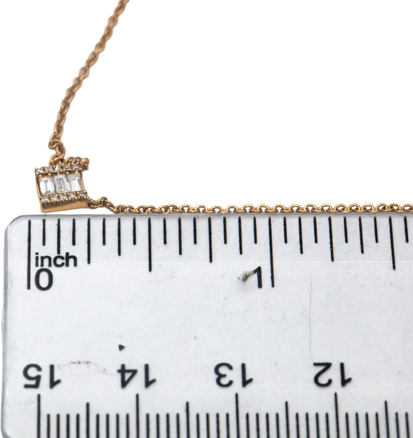 18k Rose Gold VS Baguette & Round Diamond Pendant Necklace Chain 0.20CT