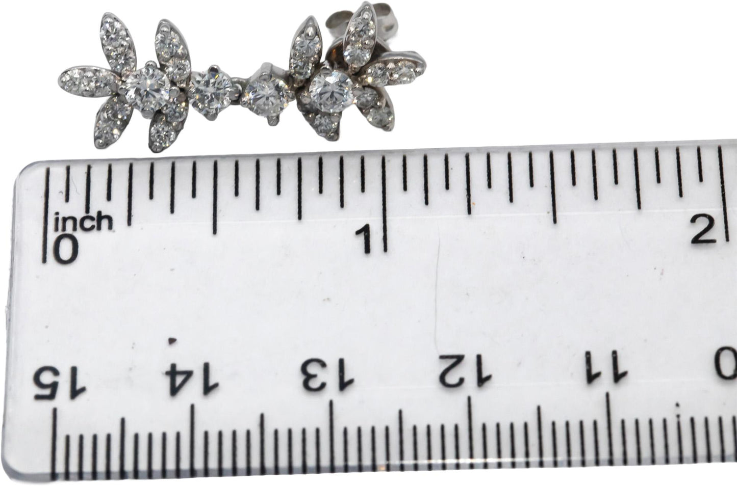 14k White Gold Round Diamond Drop Dangle Earrings 2.43CTW