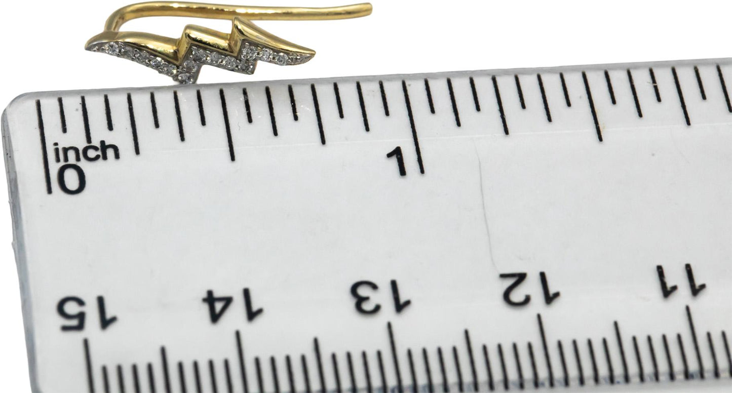 10k Yellow Gold Round Diamond Lightning Bolt Dangle Earrings 0.10CT