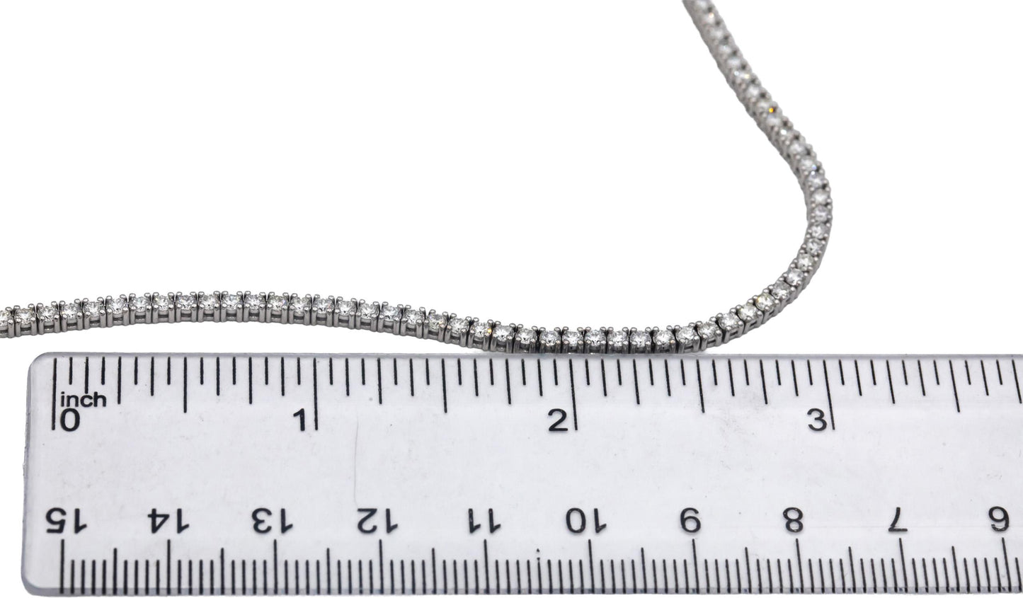 14k White Gold Round Diamond Tennis Necklace 6.83CT