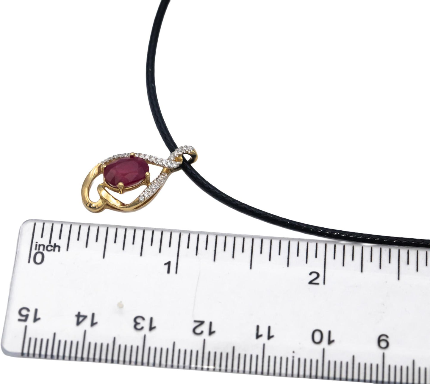 Designer Signed 9k Yellow Gold Ruby and Diamond Pendant Necklace 1.33CTW