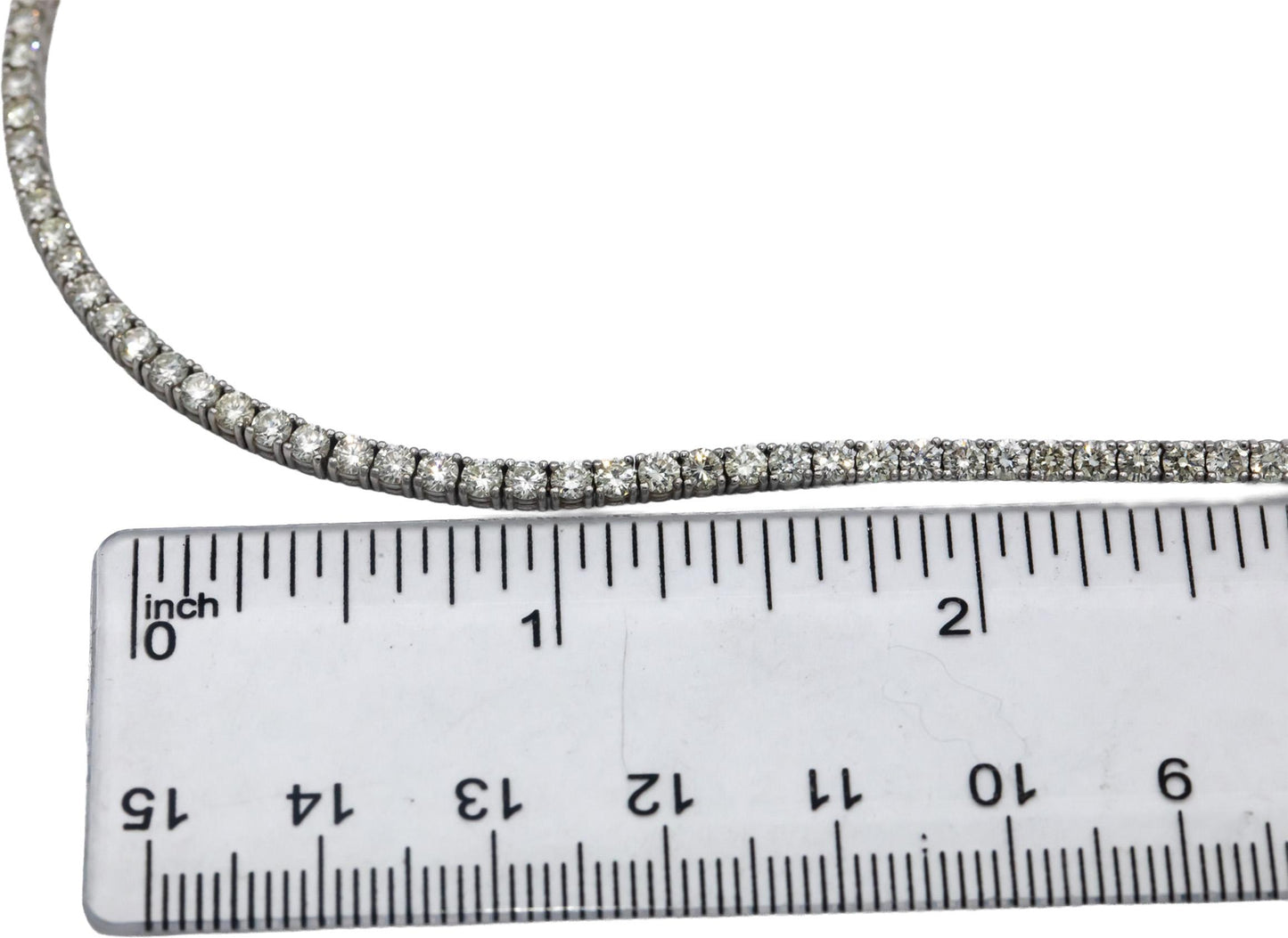 14k White Gold VS Round Diamond Tennis Necklace 5.86CT